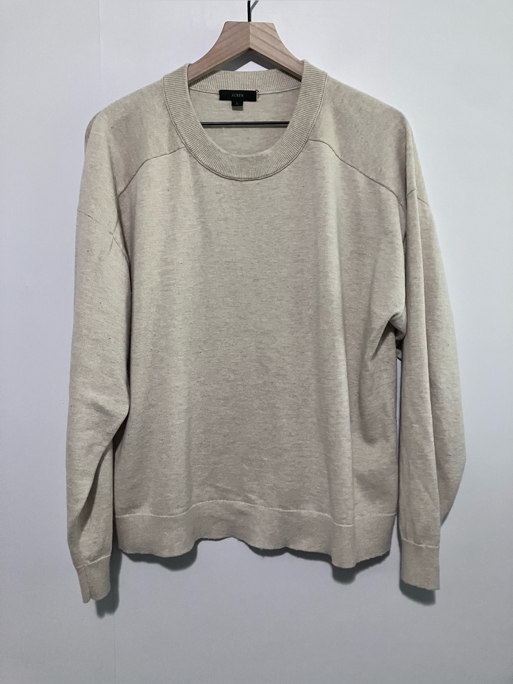 J. Crew Men's Crewneck Cotton and Cashmere Blend Sweater in Light Beige